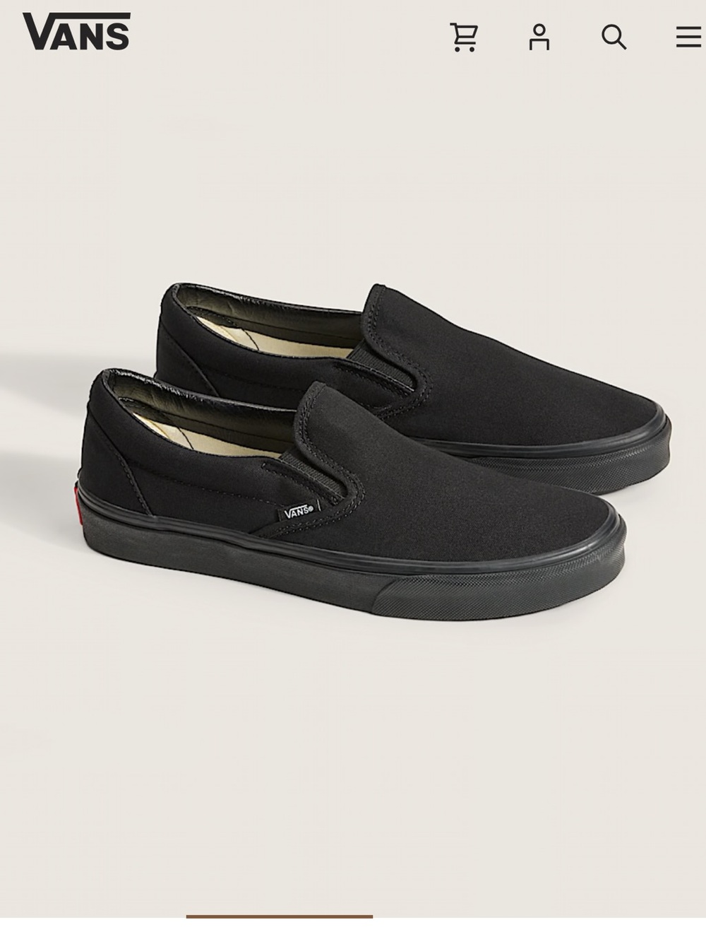 Men’s Vans Black Slip-On Canvas Sneakers, Size 12